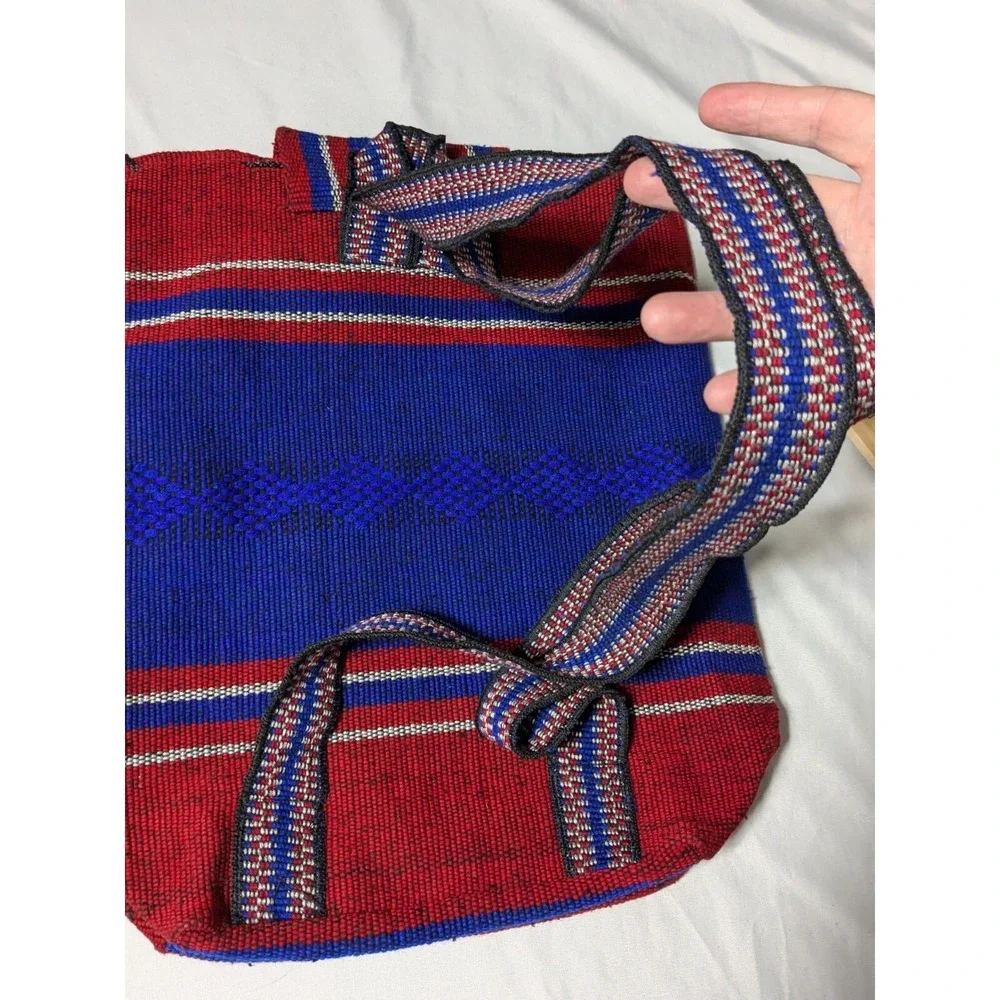 NEW ENGLAND PATROITS Red‎ Blue Drug Rug Mexican Baja Style Woven Backpack